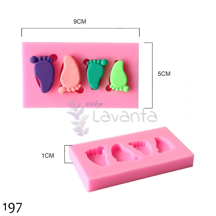 Dörtlü Bebek Ayak İzi Silikon Kalıbı