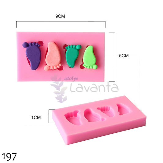 Dörtlü Bebek Ayak İzi Silikon Kalıbı