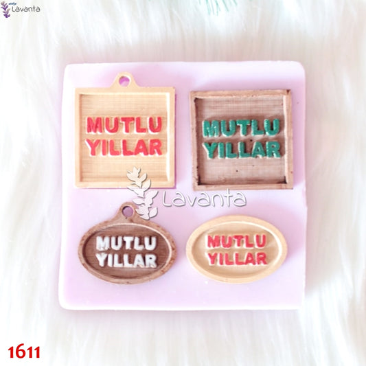 Dörtlü Mutlu Yıllar Etiket Silikon Kalıbı