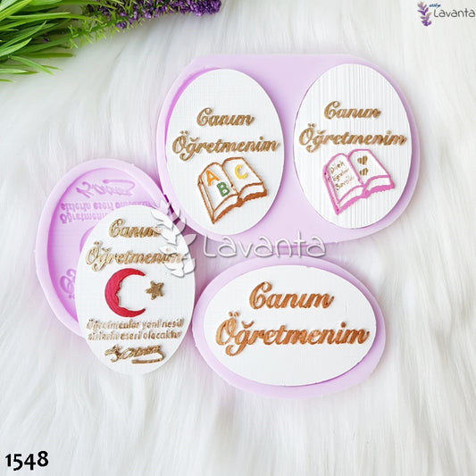 Dörtlü Oval Canım Öğretmenim Etiketleri Seti Kokulu Taş Kalıpları
