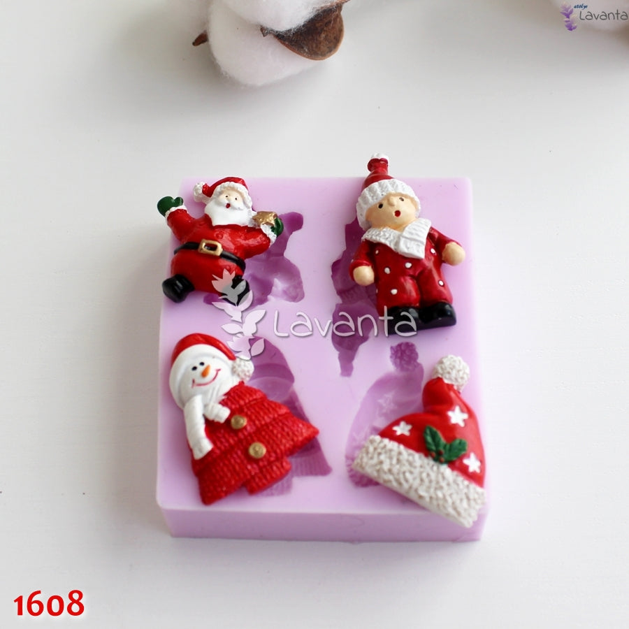 Dörtlü Yılbaşı Süsü Kokulu Taş Silikon Kalıbı