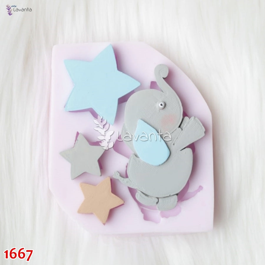 Fil ve Yıldızlar Kokulu Taş Silikon Kalıbı