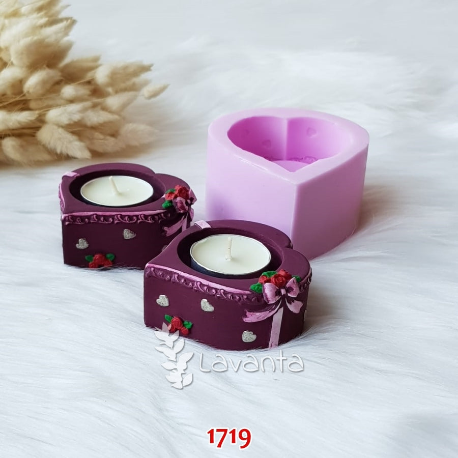 Fiyonklu Kalp Mumluk Kokulu Taş Silikon Kalıbı