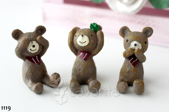 Görmedim Duymadım Bilmiyorum Fularlı Ayıcık Seti Silikon Kalıbı