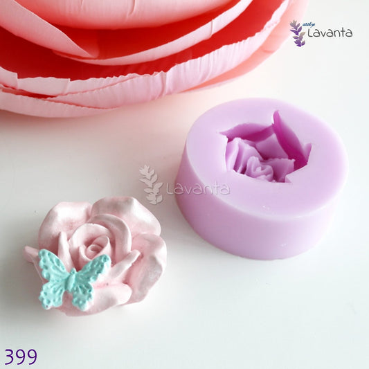 Gül Üstünde Kelebek Silikon Kalıbı