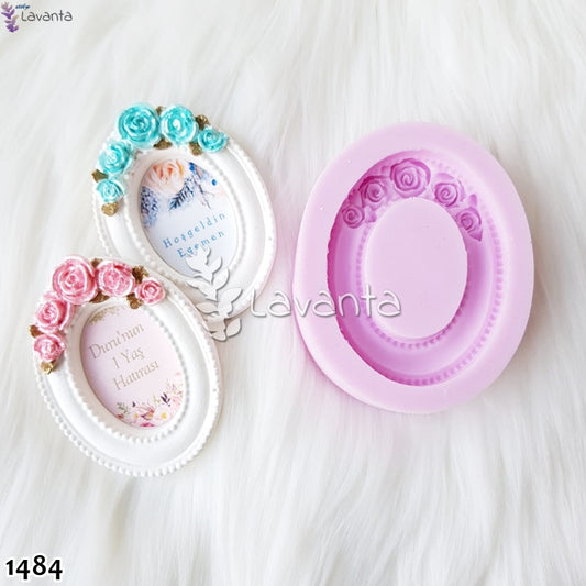 Güllü Magnetlik Oval Çerçeve Silikon Kalıbı