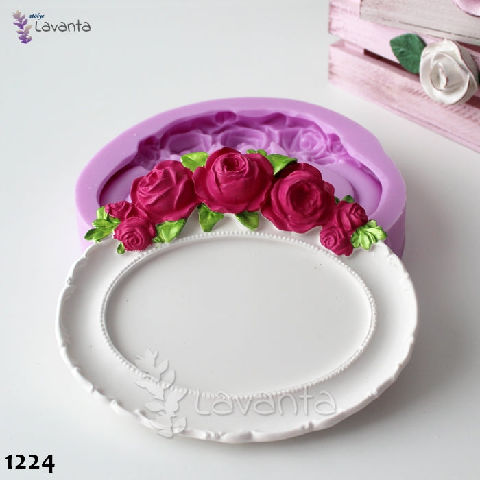 Güllü Oval Çerçeve Silikon Kalıbı