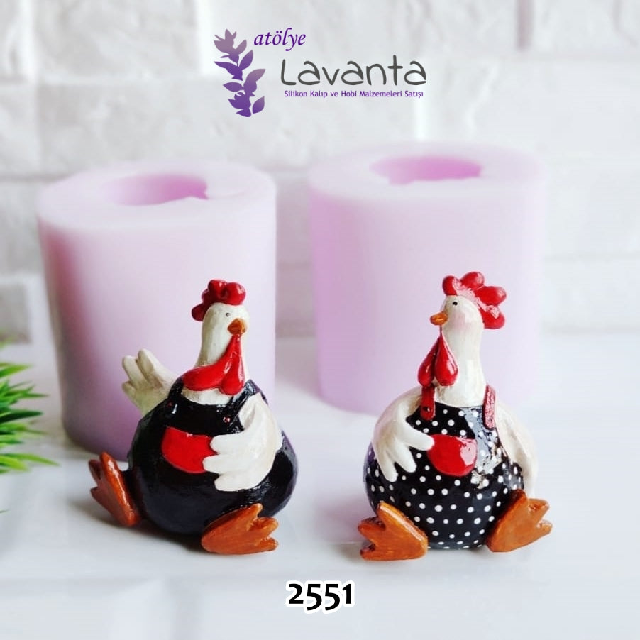 Horoz ve Tavuk Çifti Silikon Kalıbı