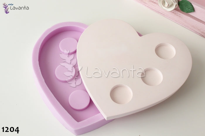 Kalp Tabanlıklı Mumluk Silikon Kalıbı