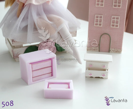 Kalp Çekmeceli Komidin Silikon Kalıbı