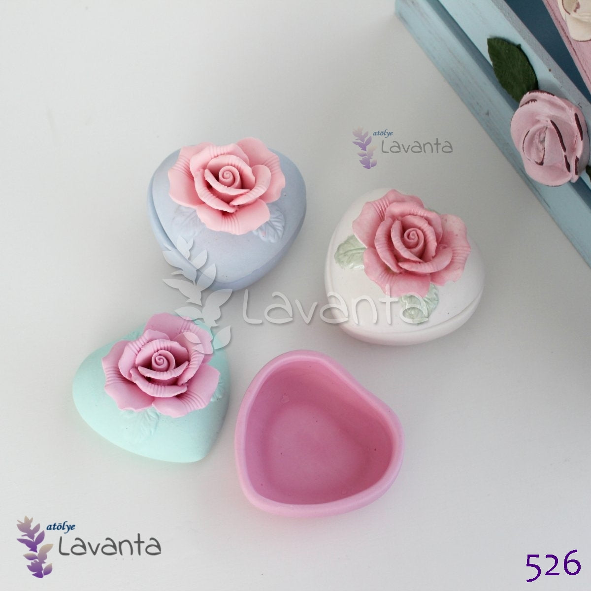 Kalp Üstünde Gül Mücevher Kutusu Silikon Kalıbı