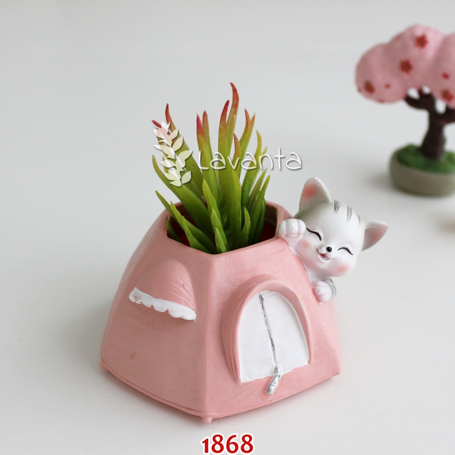 Kedili Çadır Saksı Silikon Kalıbı