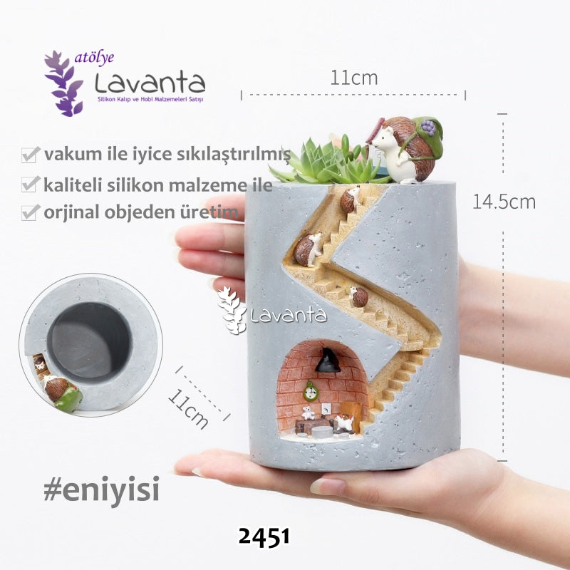 Kirpi Ailesi Saksı Kalıbı