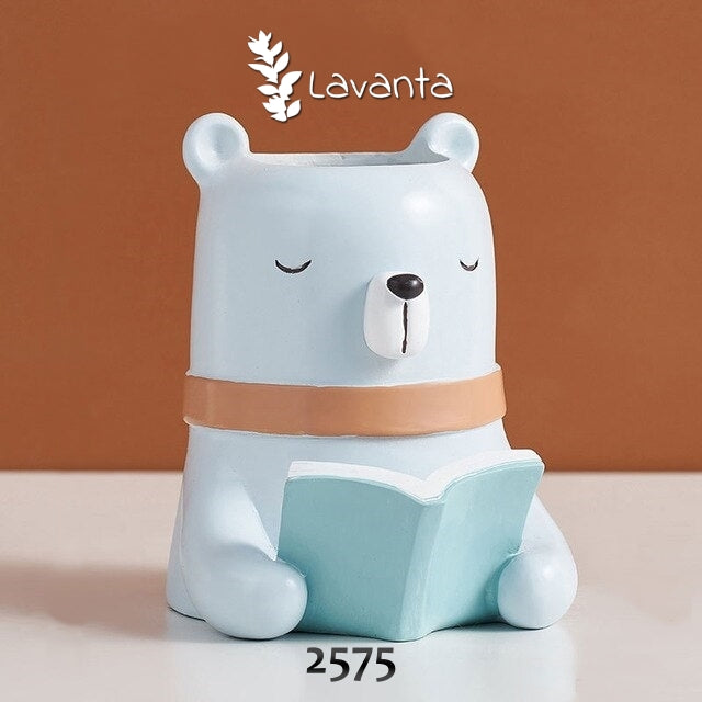 Kitap Okuyan Ayıcık Saksı Kalıbı