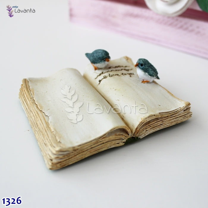 Kitap Üstünde Kuşlar Silikon Kalıbı