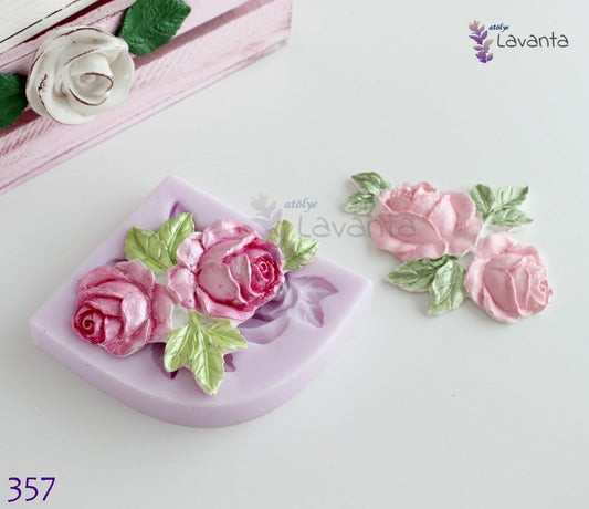 Köşeli İkili Gül Silikon Kalıbı