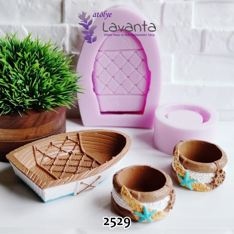 Marin Temalı Mumluk ve Sunumluk Kayık Kalıbı