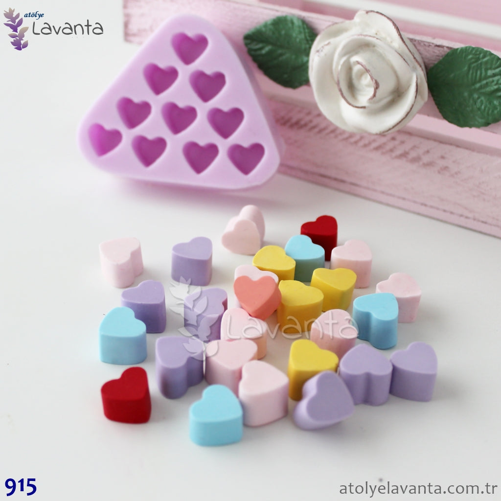 10 lu Minik Kalpler Silikon Kalıbı