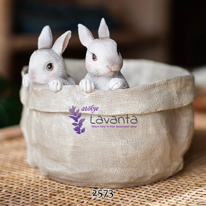 Minik Tavşanlar Saksı Kalıbı