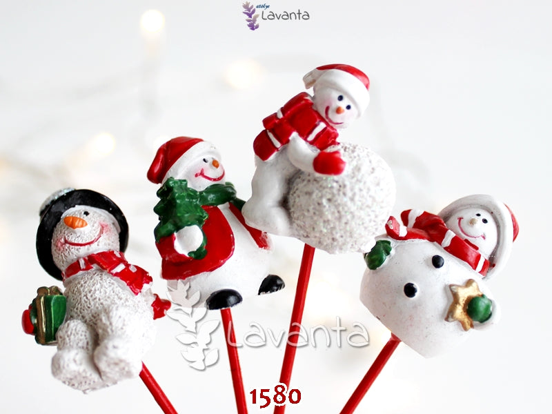 Dörtlü Kardan Adam Saksı Süsü Silikon Kalıbı