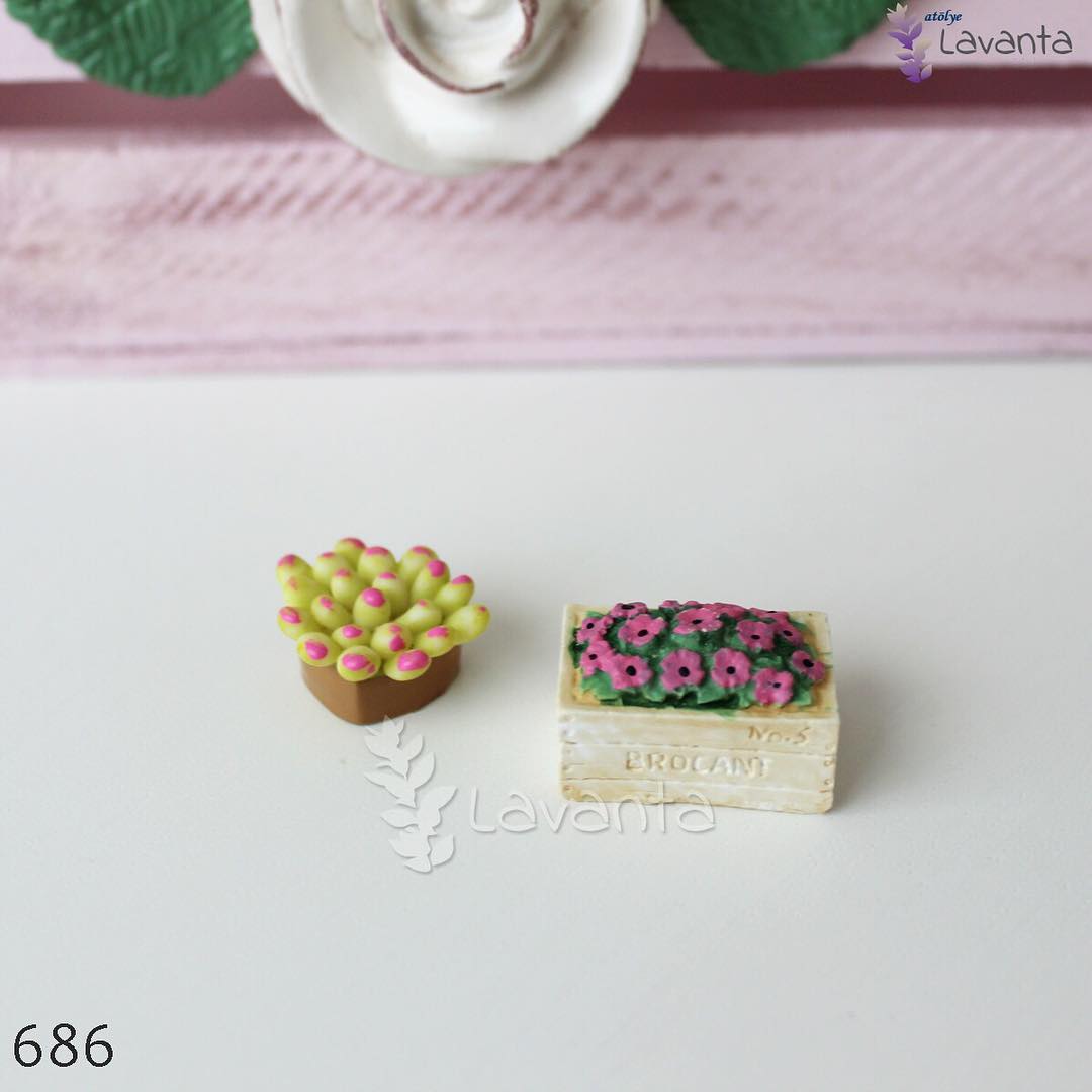 Minyatür Saksıda Çiçekler Silikon Kalıbı