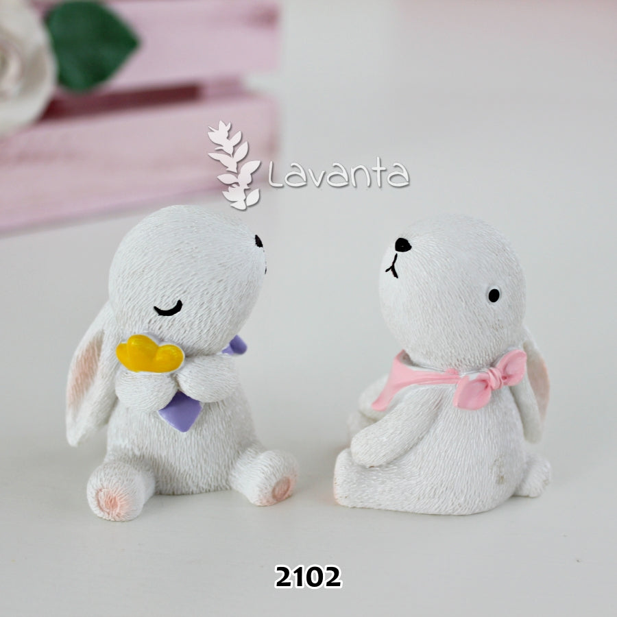 Mutlu Tavşan Çift Biblo Silikon Kalıbı