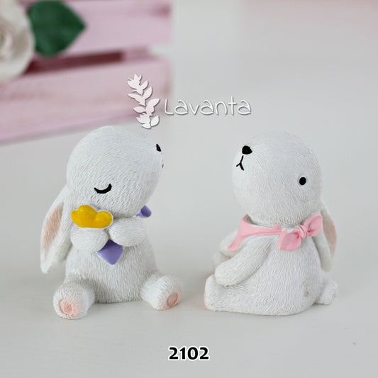 Mutlu Tavşan Çift Biblo Silikon Kalıbı