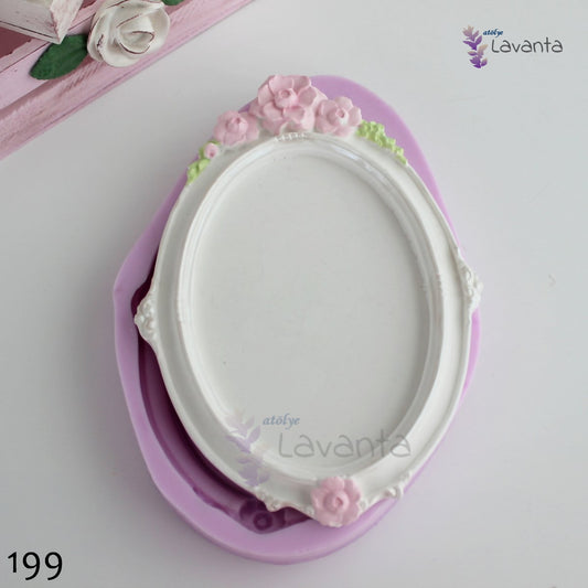 Oval Çiçekli Pano Çerçeve Silikon Kalıbı