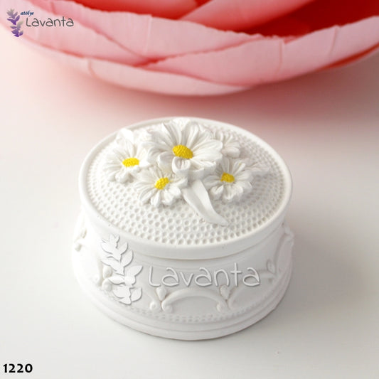 Papatyalı Yuvarlak Mücevher Kutusu Silikon Kalıbı