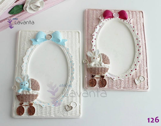 Pusette Tavşan Bebekli Çerçeve Silikon Kalıbı