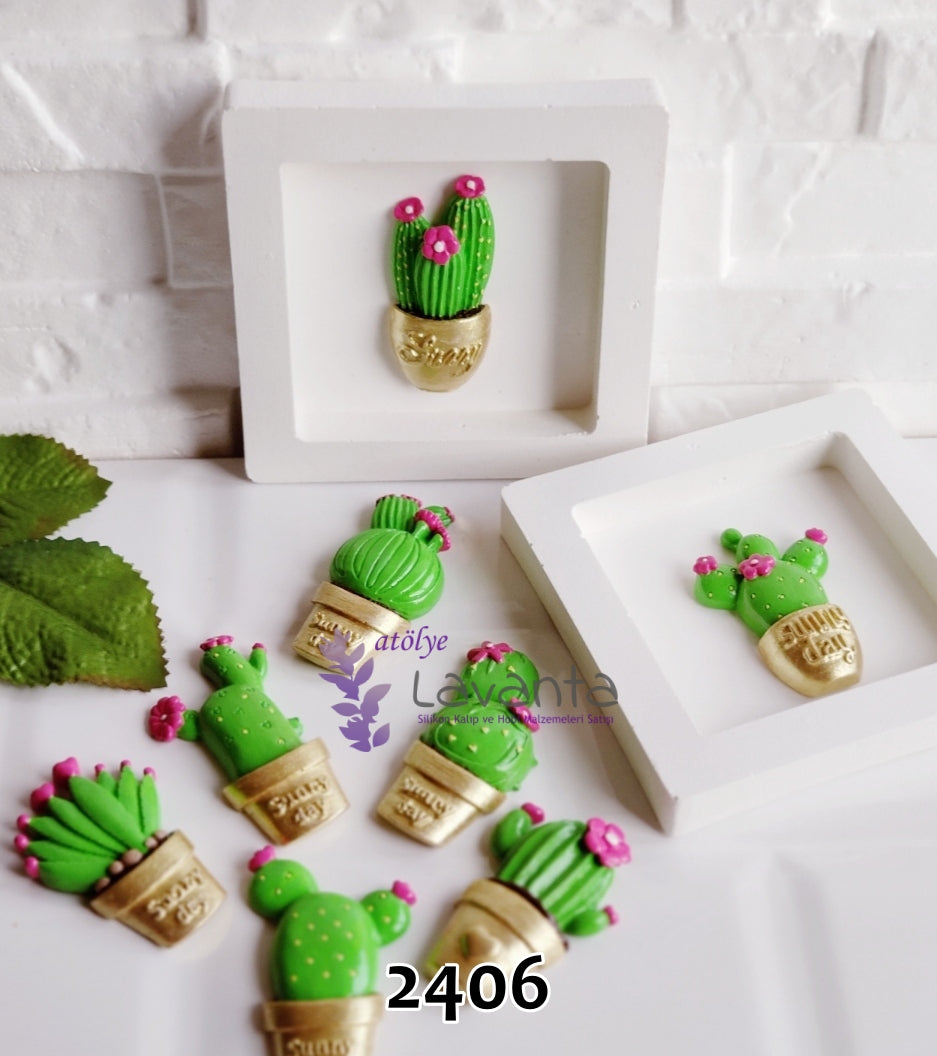 Saksıda Kaktüs Set Magnetlik Kalıbı