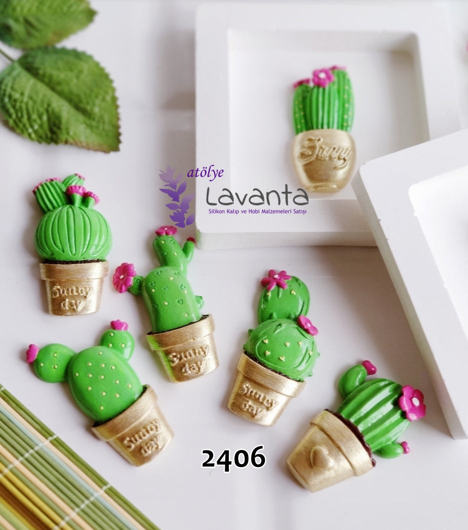 Saksıda Kaktüs Set Magnetlik Kalıbı