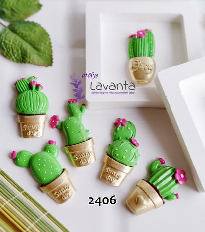 Saksıda Kaktüs Set Magnetlik Kalıbı