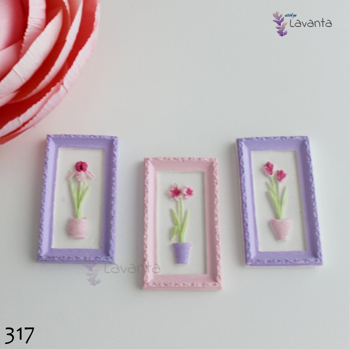 Saksıda Çiçekler Üçlü Set Silikon Kalıbı