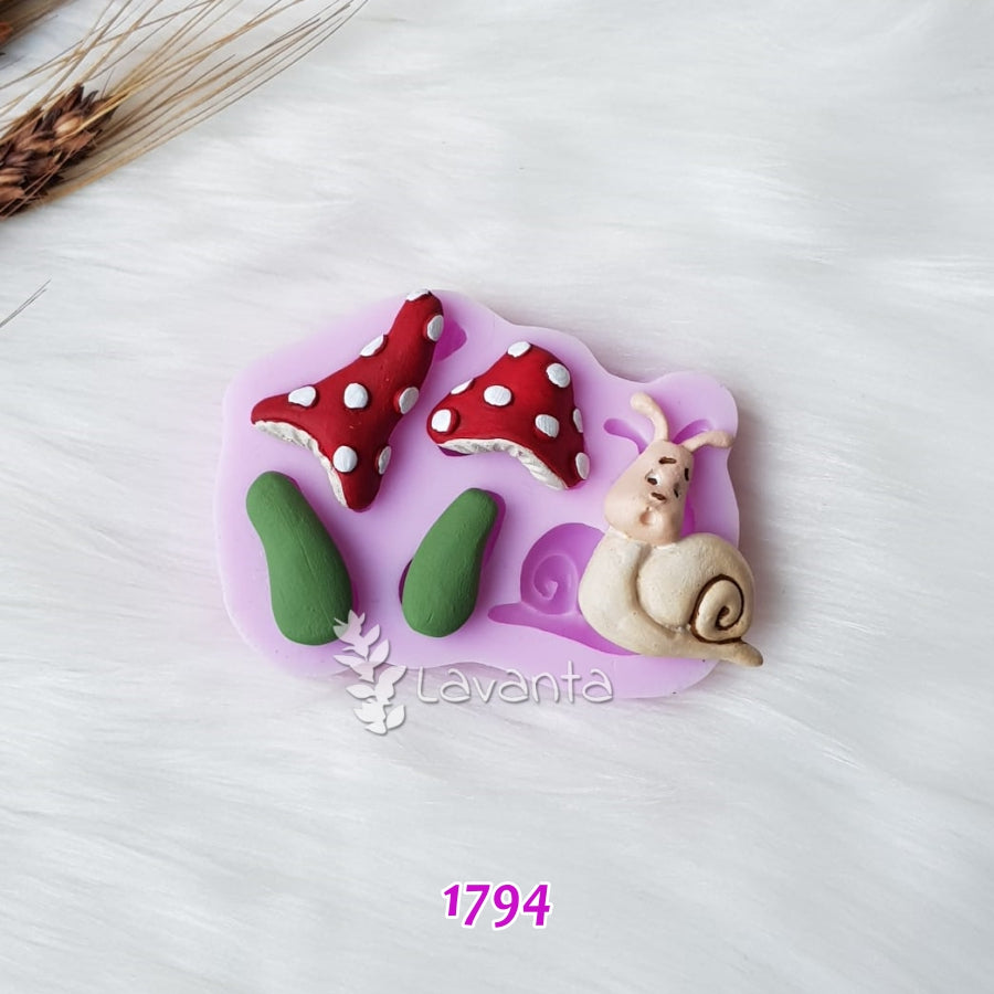 Salyangoz ve Mantarlar Kokulu Taş Kalıbı