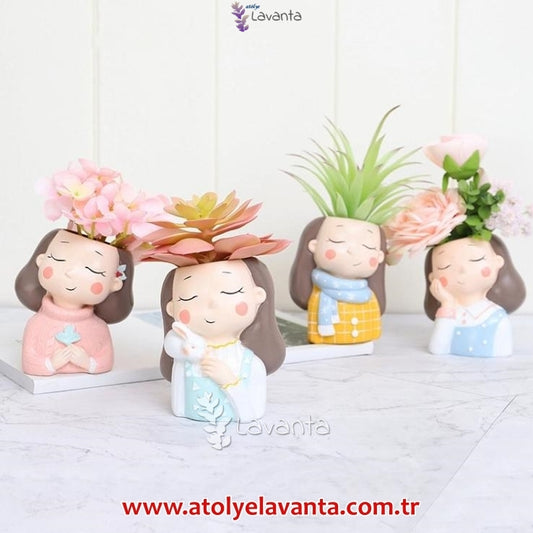 Mutlu Kızlar Saksı Seti Silikon Kalıpları