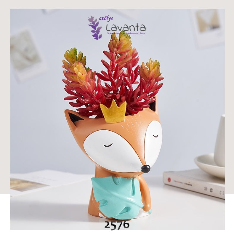 Taçlı Tilki Saksı Kalıbı