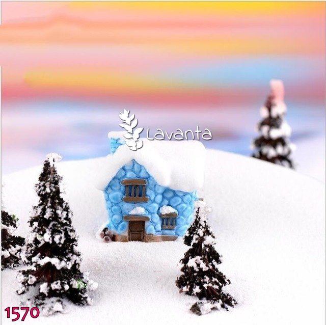 Teraryum Minyatür Karlı Mavi Ev Silikon Kalıbı