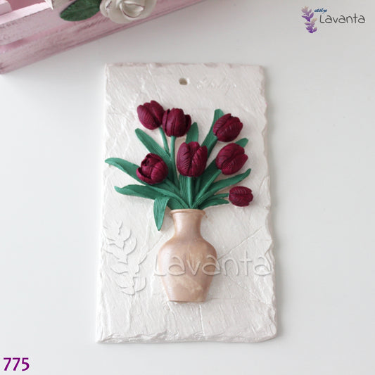 Vazoda Lale Buketi Tablo Silikon Kalıbı