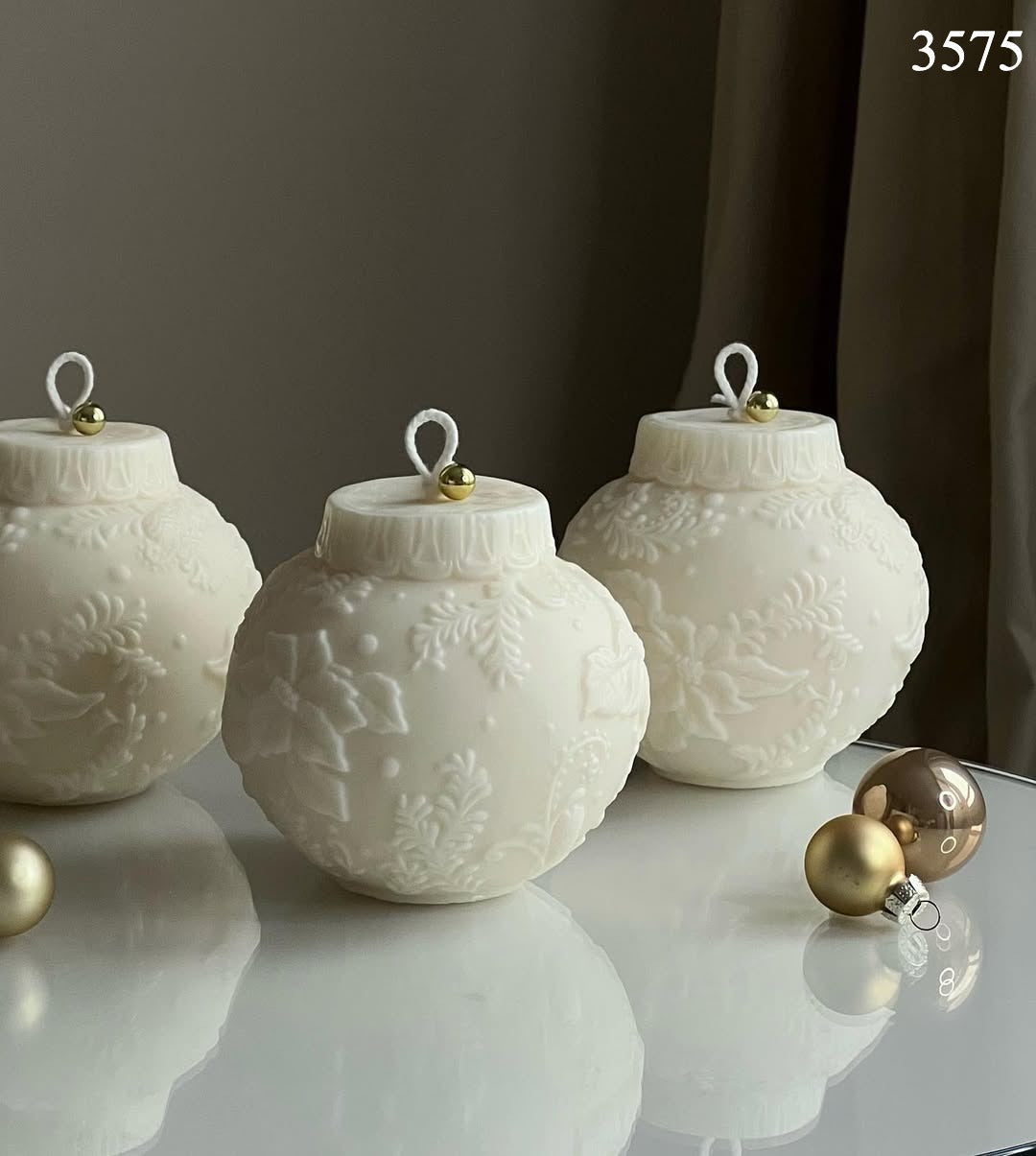 Çiçek Desenli Yılbaşı Top Mum Kalıbı