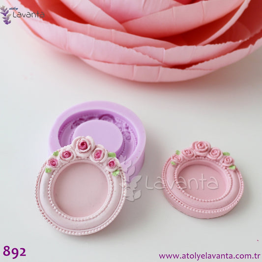 Yuvarlak Güllü Magnetlik Çerçeve Silikon Kalıbı