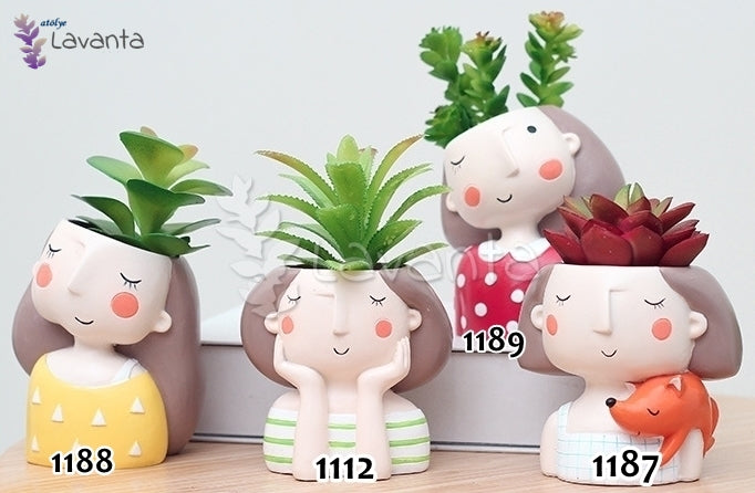 Dörtlü Kız Saksı Seti Silikon Kalıbı