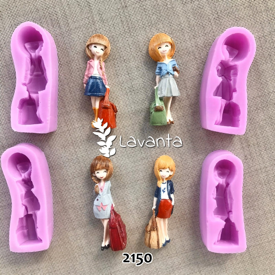 Çantalı Kızlar Dörtlü Set Kokulu Taş Pano Kalıbı