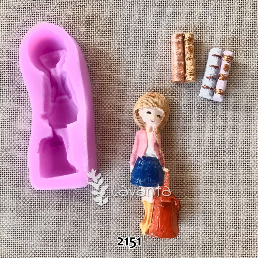 Çantalı Kızlar Kokulu Taş Pano Kalıbı