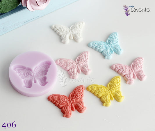 Çiçek Detaylı Kelebek Silikon Kalıbı