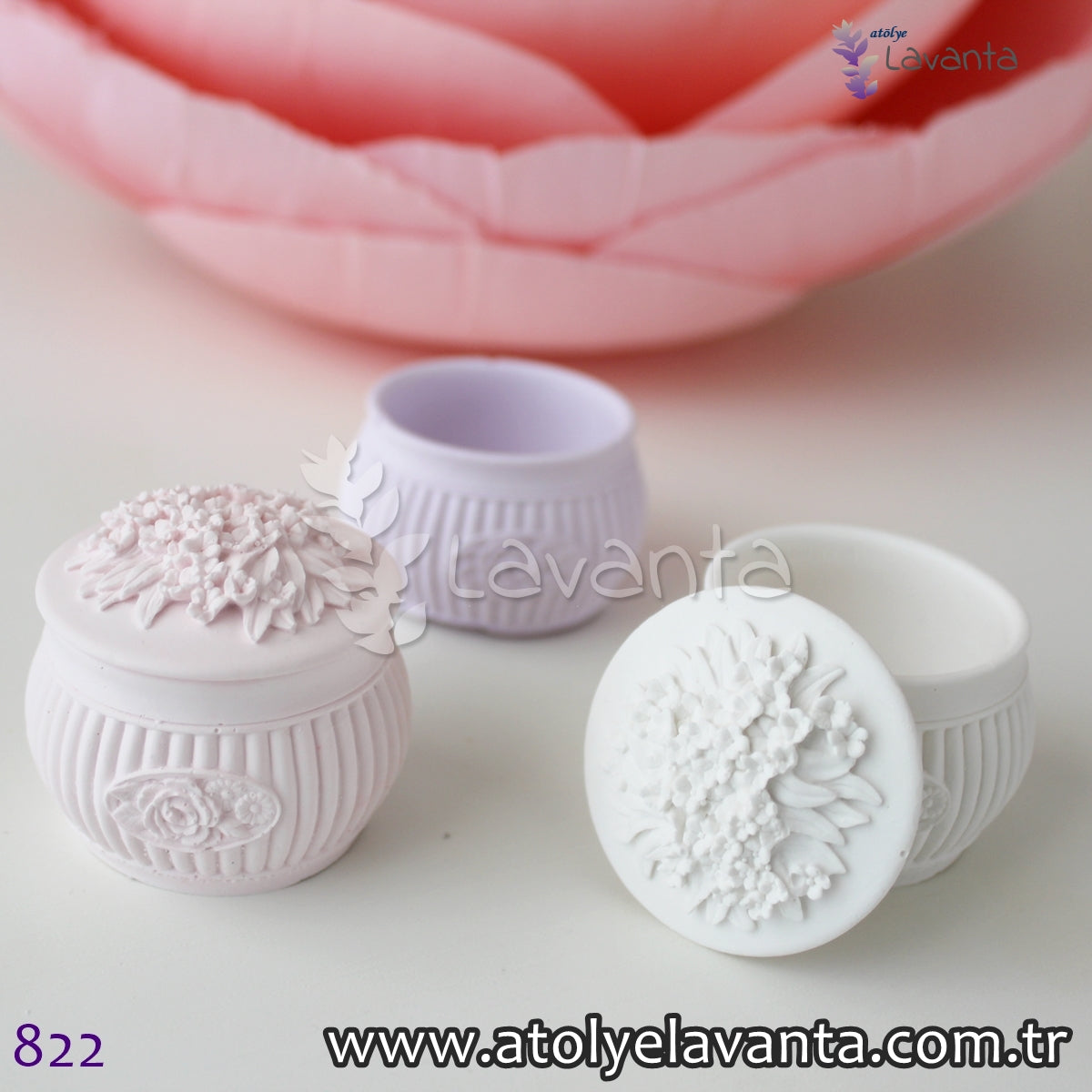 Çiçek Kapaklı Yuvarlak Mücevher Kutusu Silikon Kalıbı