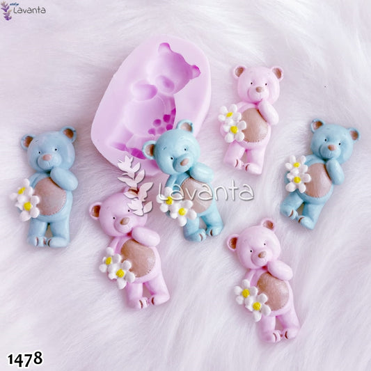 Çiçekli Ayıcık Silikon Kalıbı