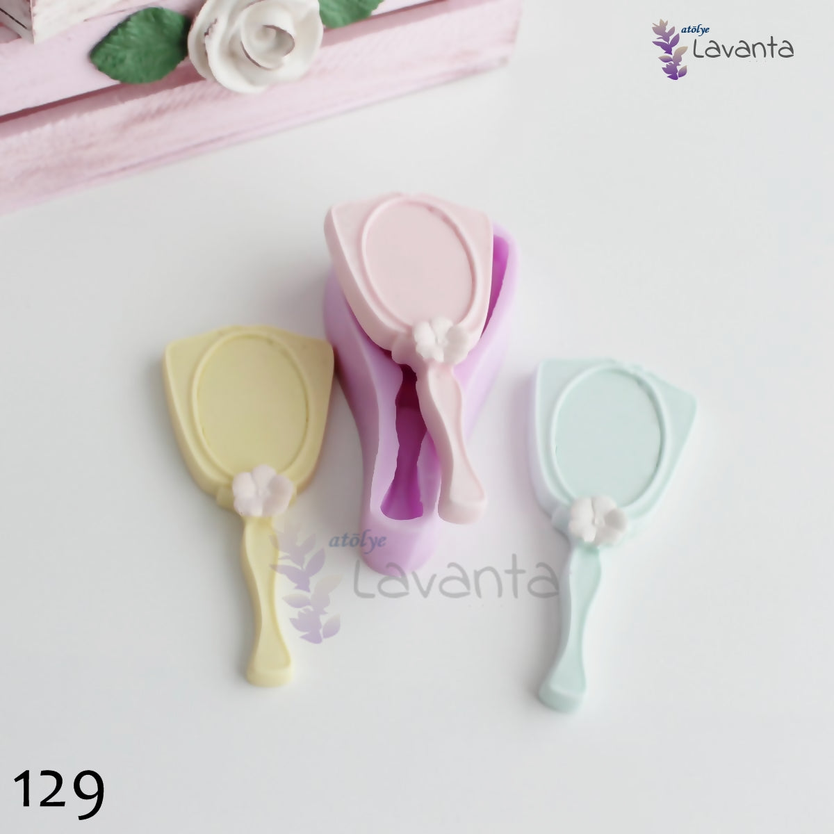 Çiçekli El Aynası Silikon Kalıbı