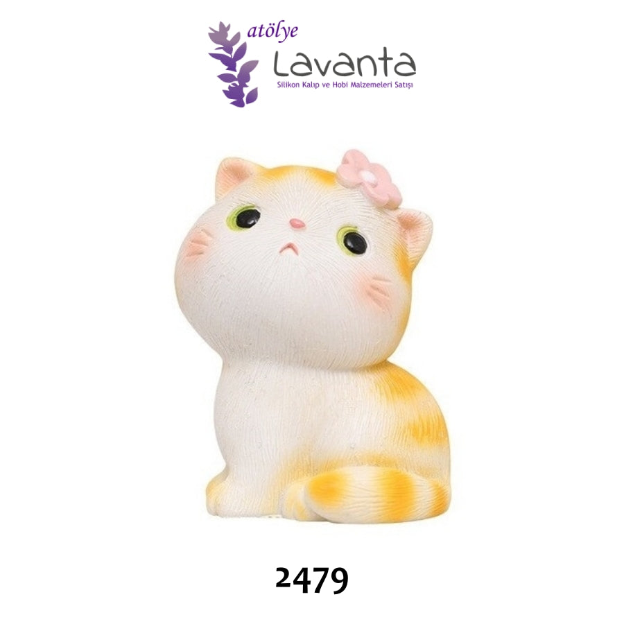 Çiçekli Kedicik Silikon Kalıbı