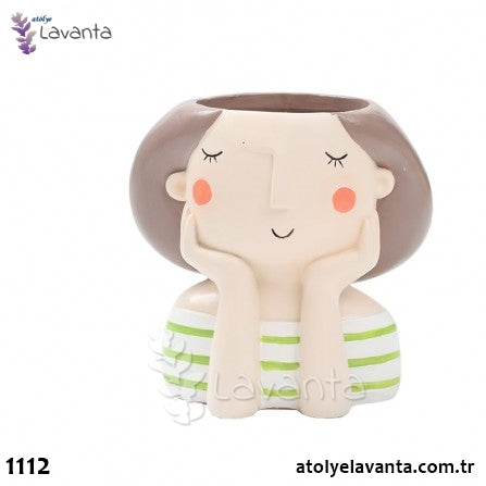 Düşünceli Kız Saksı Silikon Kalıbı